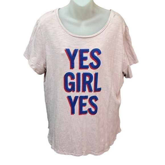 Old Navy Tee Shirt Round Neck Short Sleeve Pink Red Blue Yes Girl Yes Logo XL - Picture 1 of 9